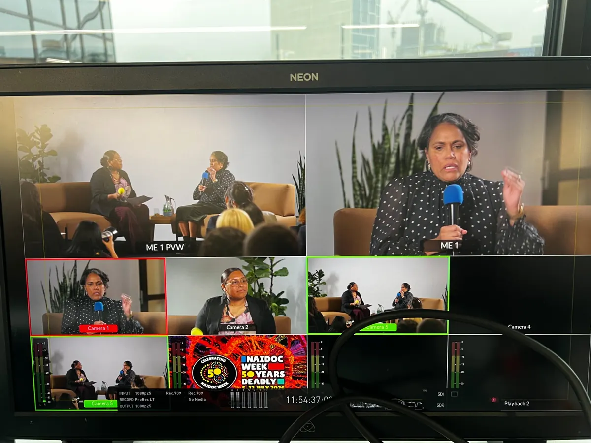 Example live stream picture: a multi-camera panel conversation